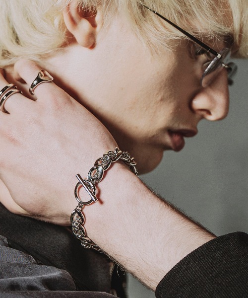 NO ID.(ノーアイディ)の「ab1854-ダブルチェーンブレスレット(859170-519A)(ブレスレット・メンズ・シルバー・ONE SIZE)」の1枚目の写真