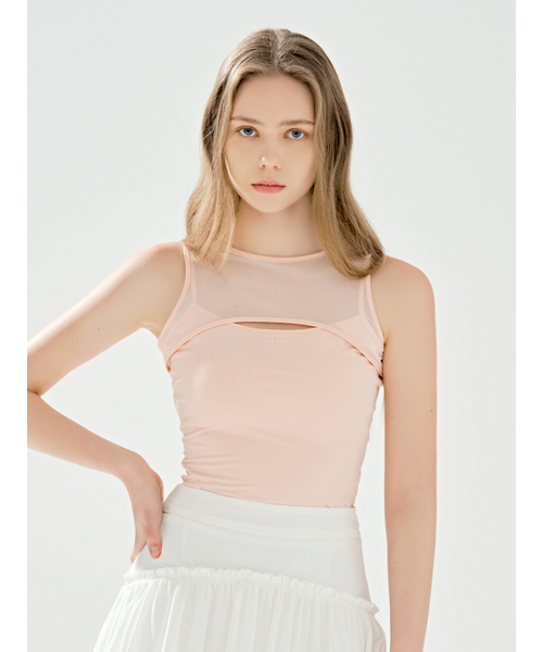 LORDLOAR(ロードロアル)の「メッシュカットアウトノースリーブTシャツ PINK(Tシャツ/カットソー・レディース・その他・SMALL/MEDIUM)」の1枚目の写真