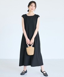 【伊藤千晃様着用】\速乾/ストレッチ/しわになりにくい/バックリボンノースリーブワンピース