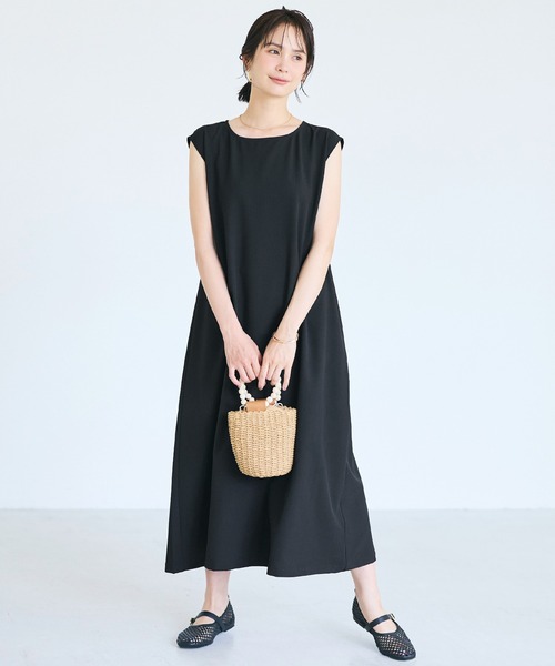Y's ワイズ バックリボンワンピース黒 袖ノースリーブ プロダクト 伊藤千晃様着用】＼速乾/ストレッチ/しわになりにくい／バックリボン