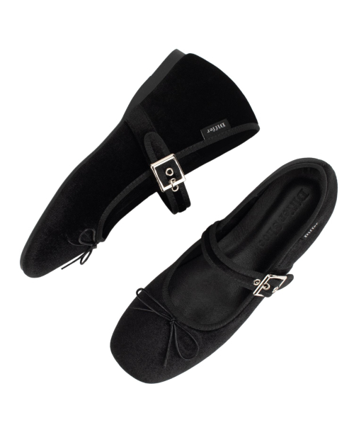 DIFFERSHOE（ディファーシュー）の「ベルリン スクエア リボン メリージェーン 5CM [ブラック]（バレエシューズ・レディース・ブラック・22cm/22.5cm/23cm/23.5cm/24.5cm）」の4枚目の写真