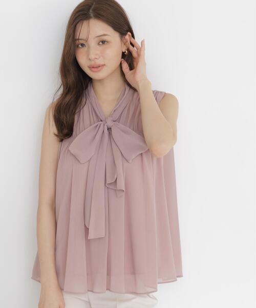 PROPORTION BODY DRESSING(プロポーションボディドレッシング)の「ボウタイシャーリングブラウス / 1216210800(シャツ/ブラウス・レディース・ピンク/ブラック系その他/ホワイト系その他・FREE)」の3枚目の写真