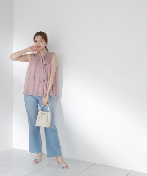 PROPORTION BODY DRESSING(プロポーションボディドレッシング)の「ボウタイシャーリングブラウス / 1216210800(シャツ/ブラウス・レディース・ピンク/ブラック系その他/ホワイト系その他・FREE)」の9枚目の写真
