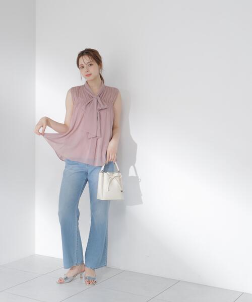 PROPORTION BODY DRESSING(プロポーションボディドレッシング)の「ボウタイシャーリングブラウス / 1216210800(シャツ/ブラウス・レディース・ピンク/ブラック系その他/ホワイト系その他・FREE)」の8枚目の写真