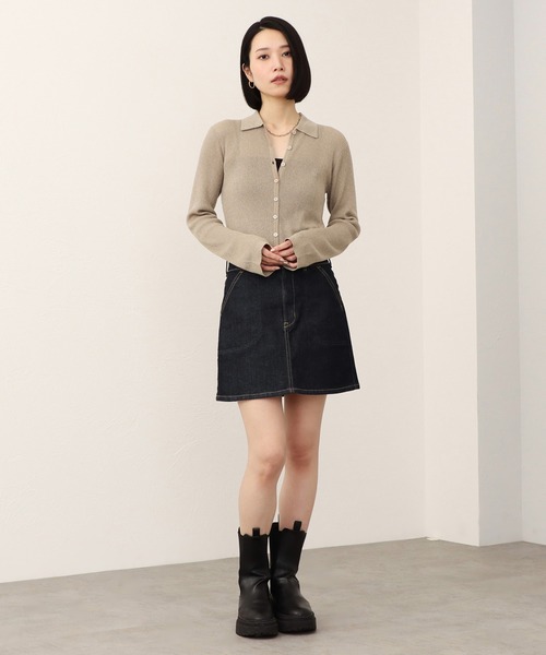 SOMETHING(サムシング)の「SOMETHING レース アップ デニムミニ スカート(デニムスカート・レディース・ブラック/インディゴブルー・SMALL/MEDIUM)」の12枚目の写真