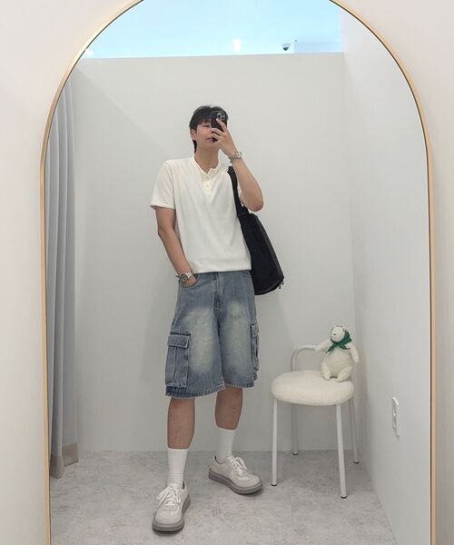 DECOROSO（デコローゾ）の「ディマ コットン ヘンリーネック 半袖Tシャツ [アイボリー]（Tシャツ/カットソー・メンズ・その他・LARGE/X-LARGE）」の9枚目の写真