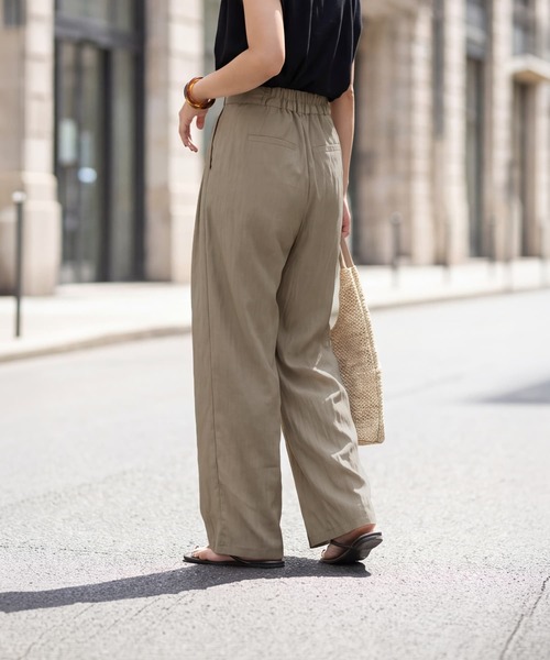 STYLE DELI（スタイルデリ）の「涼しい薄ハリ微光沢シボ感パンツ（その他パンツ・レディース・ブラック/ライトベージュ・FREE）」の10枚目の写真