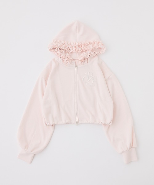 one after another NICE CLAUP(ワンアフターアナザーナイスクラップ)の「【UVカット/セットアップ可能】フリルフードキラキラショートパーカー/パンツ別売り(パーカー・レディース・ピンク/ブラウン/チャコールグレー/オフホワイト/ブラック・FREE)」の13枚目の写真