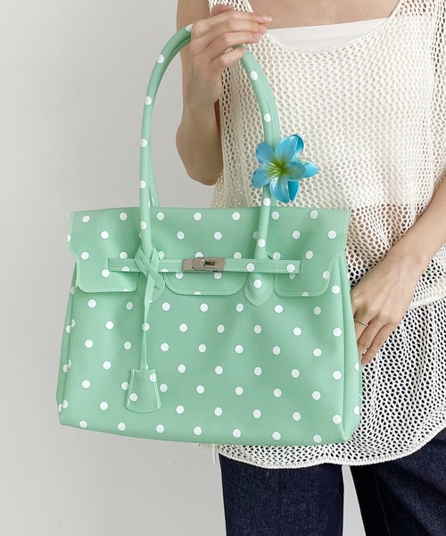LA VORAGINE(ラ ヴォラジネ)の「ドット水玉柄ジェリーバッグ ハンドバッグ/Jelly Bag(トートバッグ・レディース・White/I/Yellow/ブルー/グリーン・FREE)」の1枚目の写真