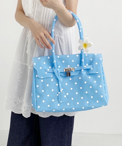 LA VORAGINE(ラ ヴォラジネ)の「ドット水玉柄ジェリーバッグ ハンドバッグ/Jelly Bag(トートバッグ・レディース・White/I/Yellow/ブルー/グリーン・FREE)」の4枚目の写真
