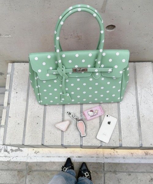 LA VORAGINE(ラ ヴォラジネ)の「ドット水玉柄ジェリーバッグ ハンドバッグ/Jelly Bag(トートバッグ・レディース・White/I/Yellow/ブルー/グリーン・FREE)」の13枚目の写真