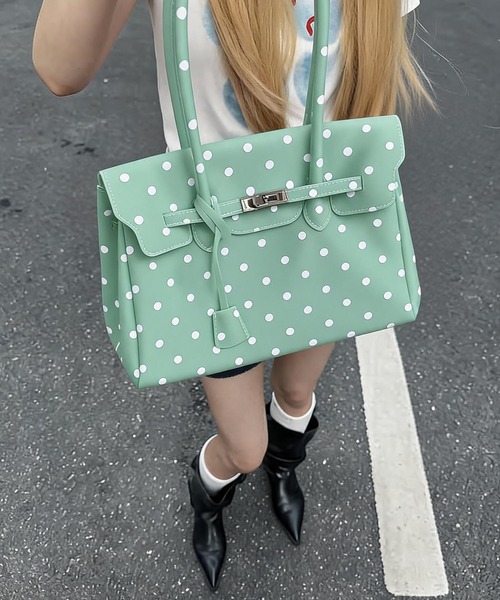 LA VORAGINE(ラ ヴォラジネ)の「ドット水玉柄ジェリーバッグ ハンドバッグ/Jelly Bag(トートバッグ・レディース・White/I/Yellow/ブルー/グリーン・FREE)」の15枚目の写真