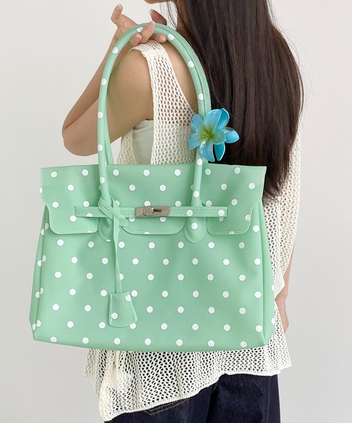 LA VORAGINE(ラ ヴォラジネ)の「ドット水玉柄ジェリーバッグ ハンドバッグ/Jelly Bag(トートバッグ・レディース・White/I/Yellow/ブルー/グリーン・FREE)」の18枚目の写真
