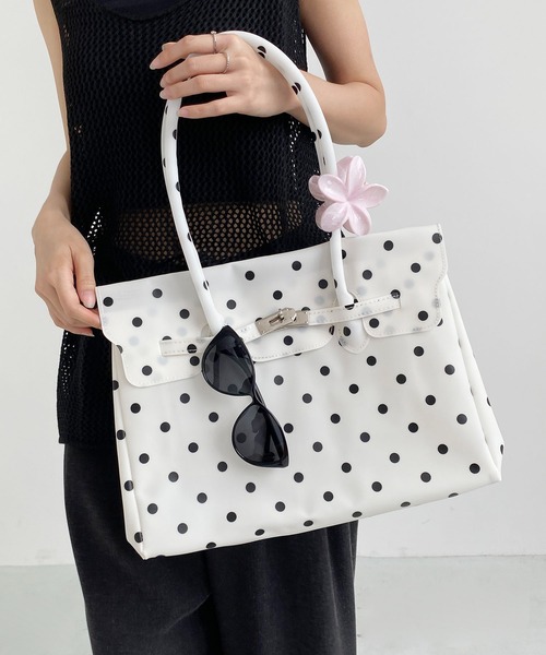 LA VORAGINE(ラ ヴォラジネ)の「ドット水玉柄ジェリーバッグ ハンドバッグ/Jelly Bag(トートバッグ・レディース・White/I/Yellow/ブルー/グリーン・FREE)」の21枚目の写真