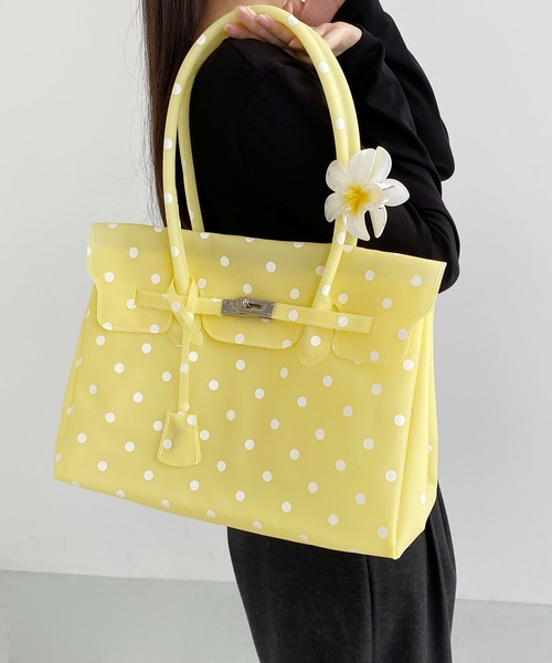 LA VORAGINE(ラ ヴォラジネ)の「ドット水玉柄ジェリーバッグ ハンドバッグ/Jelly Bag(トートバッグ・レディース・White/I/Yellow/ブルー/グリーン・FREE)」の7枚目の写真