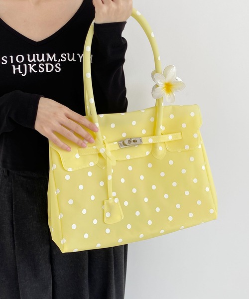 LA VORAGINE(ラ ヴォラジネ)の「ドット水玉柄ジェリーバッグ ハンドバッグ/Jelly Bag(トートバッグ・レディース・White/I/Yellow/ブルー/グリーン・FREE)」の9枚目の写真