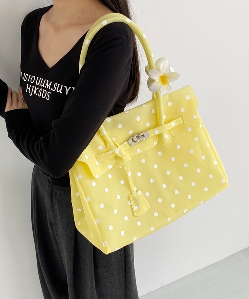 LA VORAGINE(ラ ヴォラジネ)の「ドット水玉柄ジェリーバッグ ハンドバッグ/Jelly Bag(トートバッグ・レディース・White/I/Yellow/ブルー/グリーン・FREE)」の10枚目の写真