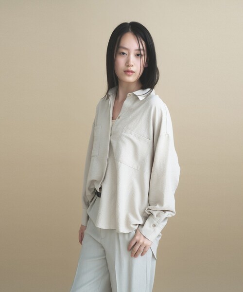 cloenc(クロエンス)の「【手洗い可】フィブリルサテンシャツ(シャツ/ブラウス・レディース・ピンク/ナチュラル/オフホワイト/オリーブ・02)」の16枚目の写真