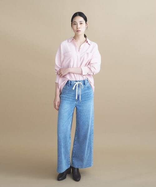 cloenc(クロエンス)の「【手洗い可】フィブリルサテンシャツ(シャツ/ブラウス・レディース・ピンク/ナチュラル/オフホワイト/オリーブ・02)」の21枚目の写真