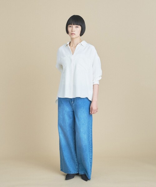 cloenc（クロエンス）の「【手洗い可】フィブリルサテンシャツ（シャツ/ブラウス・レディース・ピンク/ナチュラル/オフホワイト/オリーブ・02）」の20枚目の写真