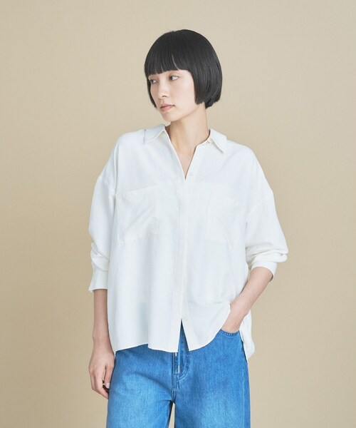 cloenc（クロエンス）の「【手洗い可】フィブリルサテンシャツ（シャツ/ブラウス・レディース・ピンク/ナチュラル/オフホワイト/オリーブ・02）」の21枚目の写真