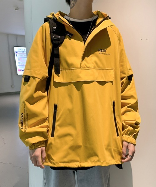 KELVIN（ケルヴァン）の「Convertible Sleeve Anorak コンバーチブルスリーブアノラック（パーカー・メンズ・イエロー/ブラック・MEDIUM/LARGE）」の6枚目の写真