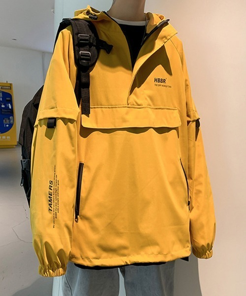KELVIN（ケルヴァン）の「Convertible Sleeve Anorak コンバーチブルスリーブアノラック（パーカー・メンズ・イエロー/ブラック・MEDIUM/LARGE）」の5枚目の写真