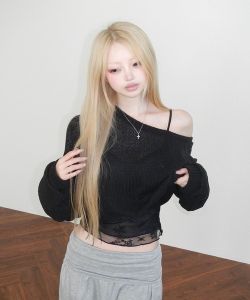 THEAIRTOWN(ジエアタウン)の「camellia mesh cap camisole(キャミソール・レディース・ブラック/ベージュ・FREE)」の18枚目の写真