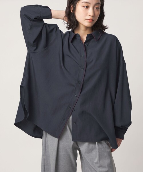 CITEN（シテン）の「＜CITEN＞ブランケットシシュウワイドシャツ（シャツ/ブラウス・レディース・ネイビー/ホワイト・FREE）」の7枚目の写真