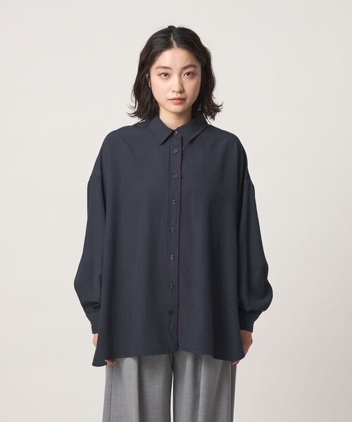 CITEN（シテン）の「＜CITEN＞ブランケットシシュウワイドシャツ（シャツ/ブラウス・レディース・ネイビー/ホワイト・FREE）」の4枚目の写真
