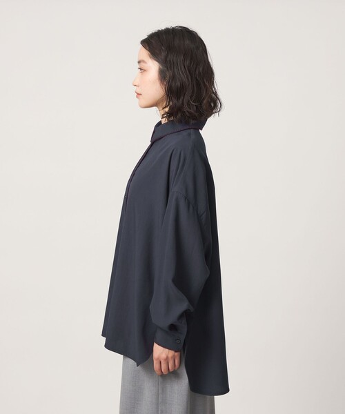 CITEN（シテン）の「＜CITEN＞ブランケットシシュウワイドシャツ（シャツ/ブラウス・レディース・ネイビー/ホワイト・FREE）」の5枚目の写真