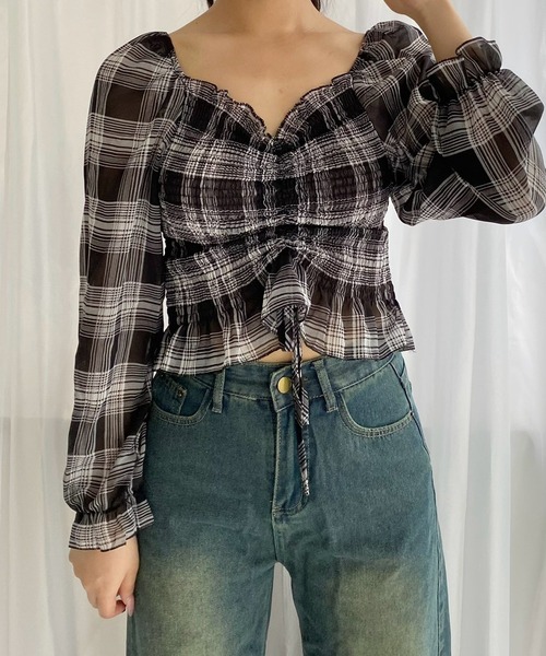 merrylatte（メリーラテ）の「ミニ丈チェックブラウス（シャツ/ブラウス・レディース・チェック・MEDIUM）」の5枚目の写真