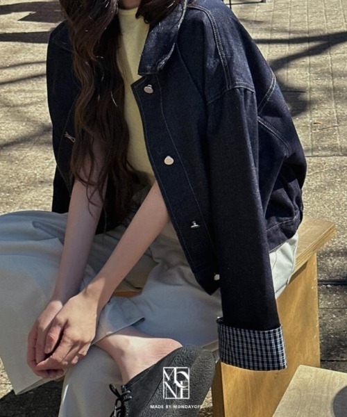 semplice(センプリチェ)の「デニムジャケット【韓国ファッション】(デニムジャケット・レディース・ダークブルー・F)」の11枚目の写真