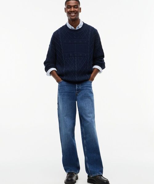tommy jeans(トミー ジーンズ)の「TJM RLX FLAG CABLE SWEATER EXT(ニット/セーター・メンズ・ネイビー/ホワイト・SMALL/MEDIUM/LARGE)」の3枚目の写真