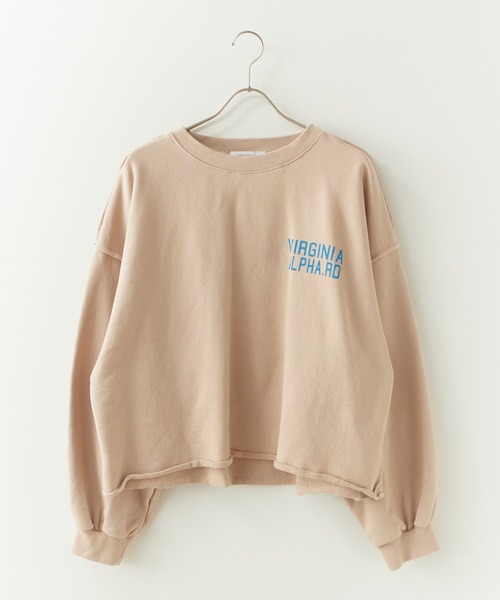Chick(チック)の「Used Like Print Design Cropped Sweatshirt / ユーズドライク プリントデザイン クロップドスウェット 2026年 夏 夏服(スウェット・レディース・ベージュ/ホワイト・FREE)」の2枚目の写真