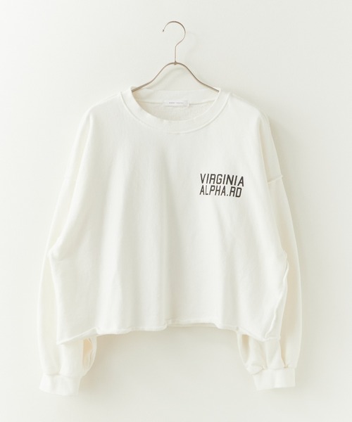 Chick(チック)の「Used Like Print Design Cropped Sweatshirt / ユーズドライク プリントデザイン クロップドスウェット 2026年 夏 夏服(スウェット・レディース・ベージュ/ホワイト・FREE)」の1枚目の写真