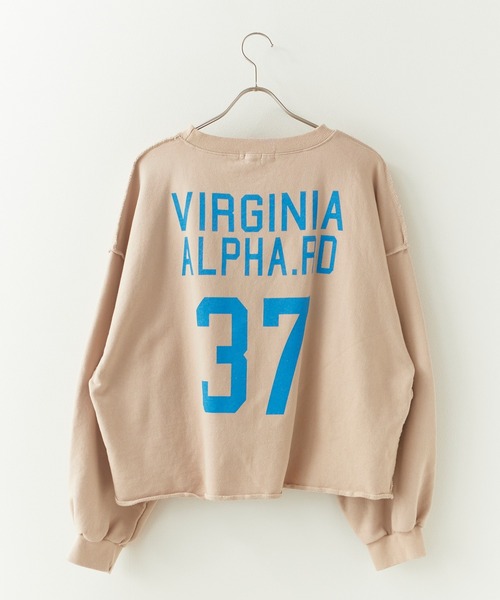 Chick(チック)の「Used Like Print Design Cropped Sweatshirt / ユーズドライク プリントデザイン クロップドスウェット 2026年 夏 夏服(スウェット・レディース・ベージュ/ホワイト・FREE)」の4枚目の写真