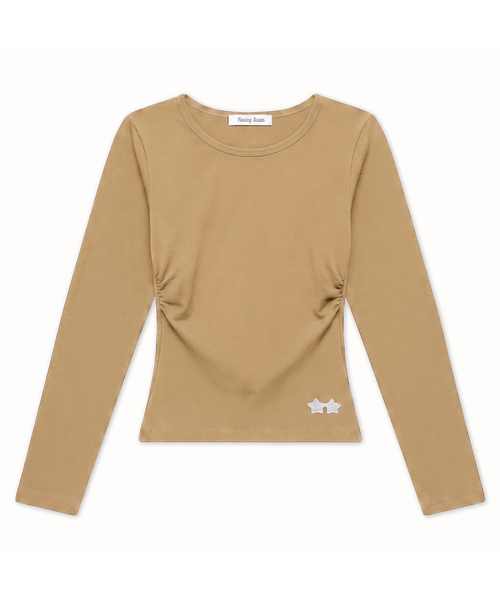 FUZZY SCAN(ファジスキャン)の「刺繍ロゴシャーリングロングスリーブ(Tシャツ/カットソー・レディース・ライトグレー/サンドベージュ/ピンク系その他/カーキ/イエロー/チャコールグレー/オレンジ/チャコール/グリーン/ライトグリーン/レッド系その他/ブラック・ONE SIZE)」の12枚目の写真