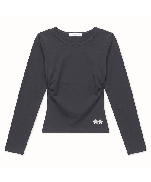 FUZZY SCAN(ファジスキャン)の「刺繍ロゴシャーリングロングスリーブ(Tシャツ/カットソー・レディース・ライトグレー/サンドベージュ/ピンク系その他/カーキ/イエロー/チャコールグレー/オレンジ/チャコール/グリーン/ライトグリーン/レッド系その他/ブラック・ONE SIZE)」の4枚目の写真