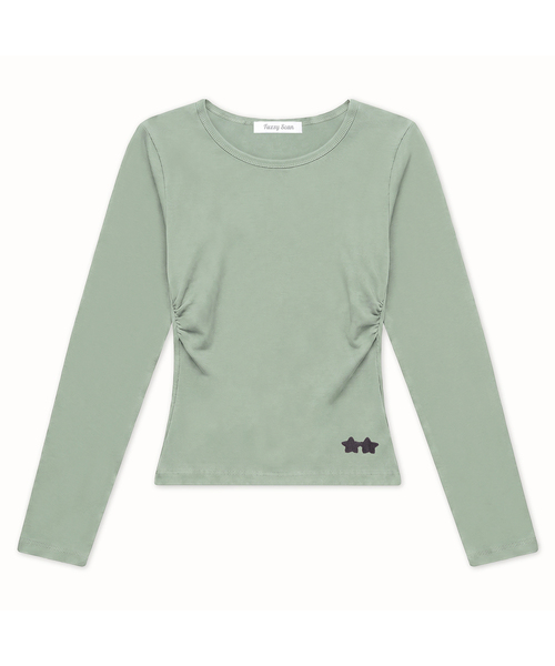 FUZZY SCAN(ファジスキャン)の「刺繍ロゴシャーリングロングスリーブ(Tシャツ/カットソー・レディース・ライトグレー/サンドベージュ/ピンク系その他/カーキ/イエロー/チャコールグレー/オレンジ/チャコール/グリーン/ライトグリーン/レッド系その他/ブラック・ONE SIZE)」の8枚目の写真
