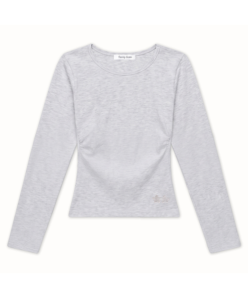 FUZZY SCAN(ファジスキャン)の「刺繍ロゴシャーリングロングスリーブ(Tシャツ/カットソー・レディース・ライトグレー/サンドベージュ/ピンク系その他/カーキ/イエロー/チャコールグレー/オレンジ/チャコール/グリーン/ライトグリーン/レッド系その他/ブラック・ONE SIZE)」の1枚目の写真