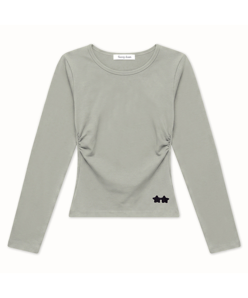 FUZZY SCAN(ファジスキャン)の「刺繍ロゴシャーリングロングスリーブ(Tシャツ/カットソー・レディース・ライトグレー/サンドベージュ/ピンク系その他/カーキ/イエロー/チャコールグレー/オレンジ/チャコール/グリーン/ライトグリーン/レッド系その他/ブラック・ONE SIZE)」の5枚目の写真