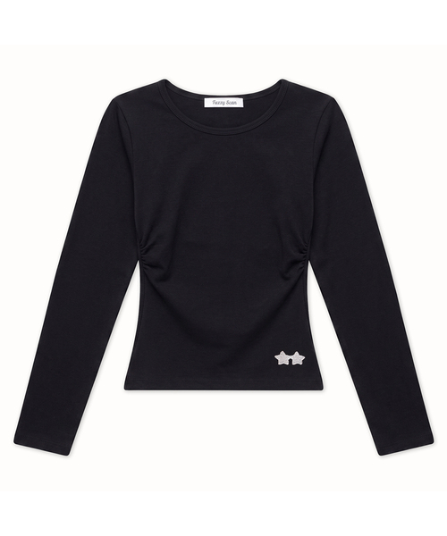 FUZZY SCAN(ファジスキャン)の「刺繍ロゴシャーリングロングスリーブ(Tシャツ/カットソー・レディース・ライトグレー/サンドベージュ/ピンク系その他/カーキ/イエロー/チャコールグレー/オレンジ/チャコール/グリーン/ライトグリーン/レッド系その他/ブラック・ONE SIZE)」の2枚目の写真