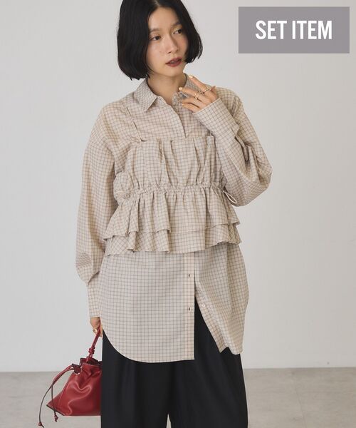 AMERICAN HOLIC(アメリカンホリック)の「【2点セット・イージーケア】ビスチェ+シャツ(シャツ/ブラウス・レディース・ホワイト系その他6/ブルー系その他7/ベージュ系その他4・L/M)」の3枚目の写真