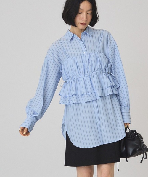 AMERICAN HOLIC(アメリカンホリック)の「【2点セット・イージーケア】ビスチェ+シャツ(シャツ/ブラウス・レディース・ホワイト系その他6/ブルー系その他7/ベージュ系その他4・L/M)」の1枚目の写真