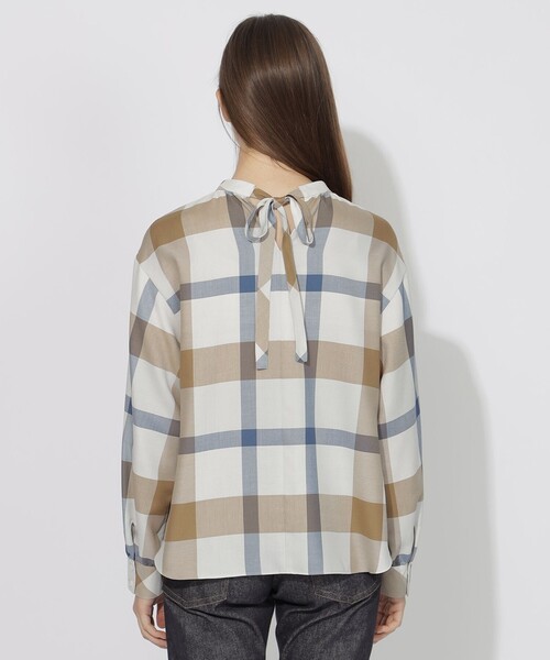 CB CRESTBRIDGE（シービークレストブリッジ）の「クレストブリッジチェックバックリボンブラウス（シャツ/ブラウス・レディース・ベージュ系その他3/ブルー系その他7・M）」の3枚目の写真