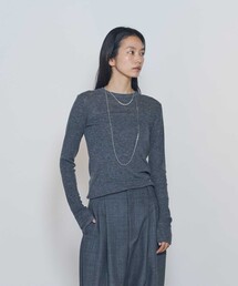 水ビスキニーリブクルーネックニット