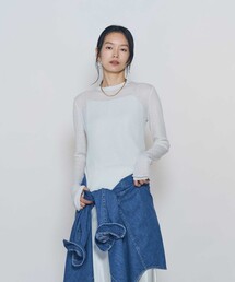 水ビスキニーリブクルーネックニット