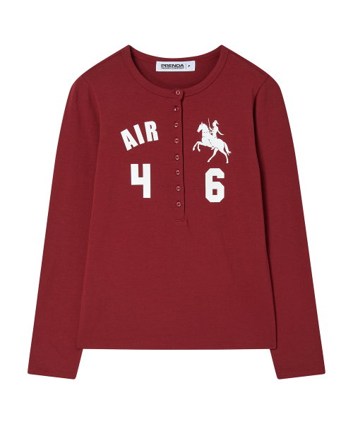 PRENDA(プレンダ)の「EQUESTRIAN HENLEY LONG SLEEVE BURGUNDY(Tシャツ/カットソー・レディース・その他・FREE)」の5枚目の写真