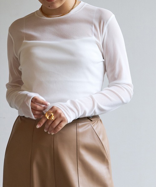 whim gazetteウィムガゼットシアーチュール長袖トップス美品 myporter】シアーチュールプルオーバー（Tシャツ/カットソー）｜Whim
